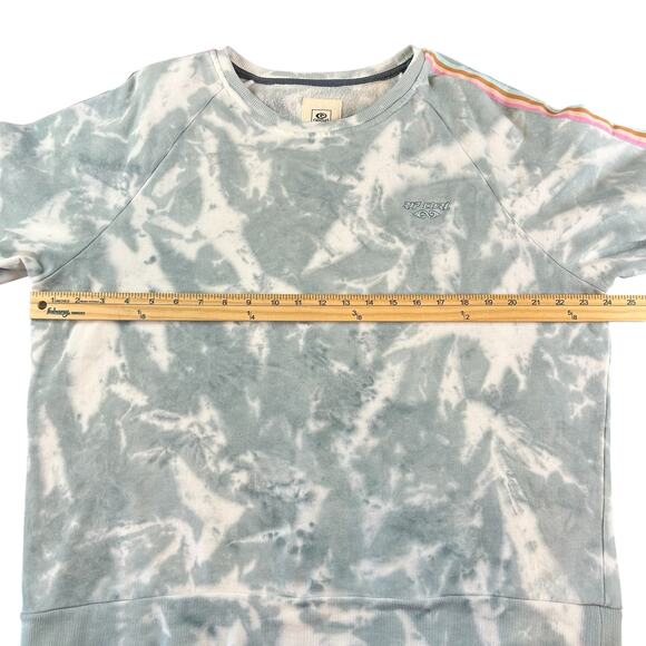 Rip Curl Twin Fin Sweatshirt Size Medium Light Blue White Tie-Dye Crew Neck Top - Picture 10 of 10